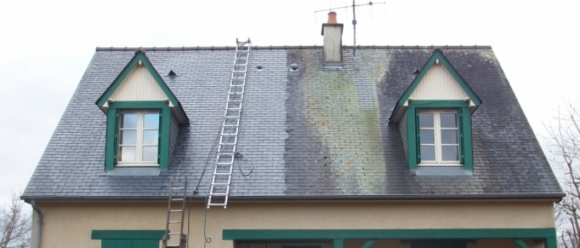 toiture ardoises naturelles - pendant un chantier